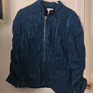 Chico's Teal Textured Zip Jacket